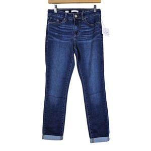 LC Lauren Conrad Jeans Womens 6 Blue Cuffed Skinny Ankle Nautical Minimalist New